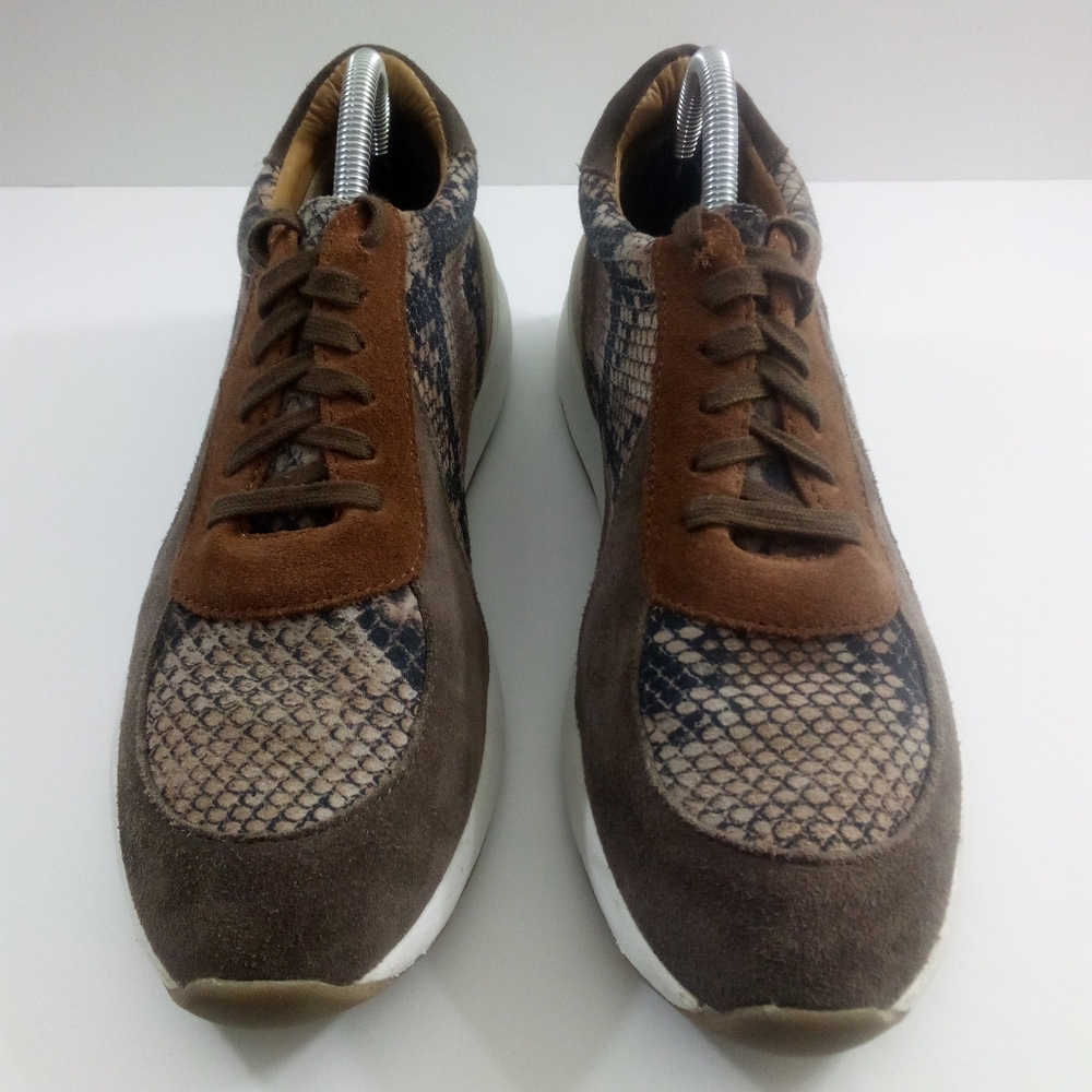 Lucky Brand Oaklyn Women 10 Snake Print Brown Leather Casual Shoes - Picture 2 of 9